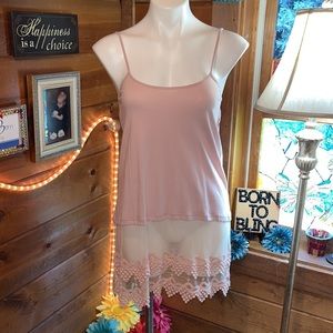 Spaghetti Strap Lace Tank Vintage Boho NWT top